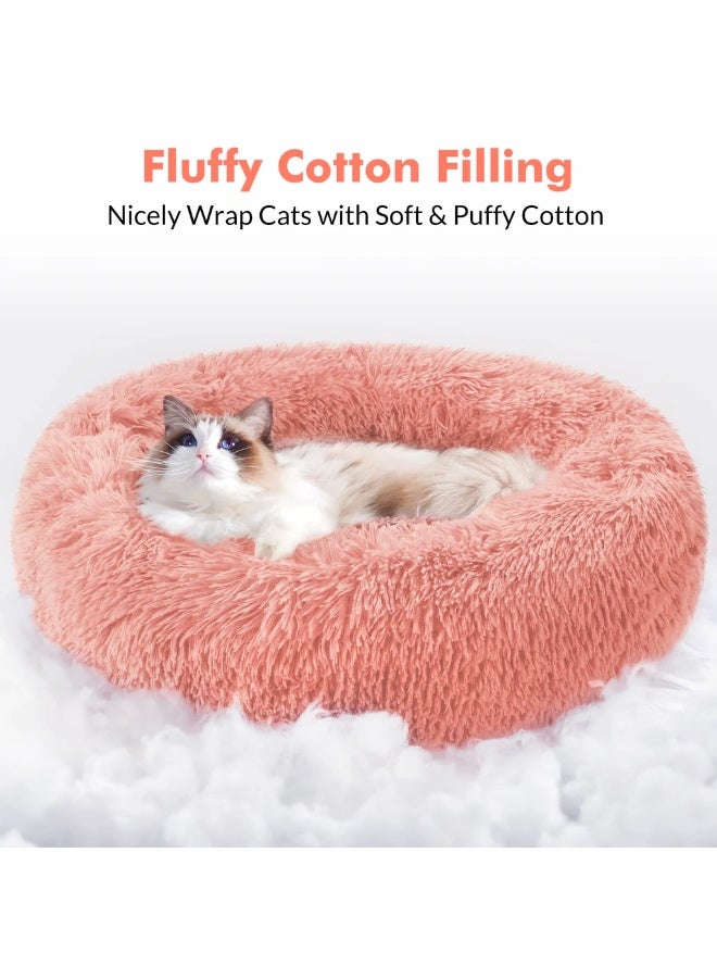 HousLife Cat Bed Plush Donut Cat Bed 40x40CM Soft Fluffy Round Pet Bed, Calming Self Warming Cat Bed Machine Washable with Non Slip Waterproof Bottom for Indoor Cats Small Dogs - Image 3